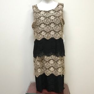 Jessica Simpson Scallop Tiered Lace Cocktail Dress